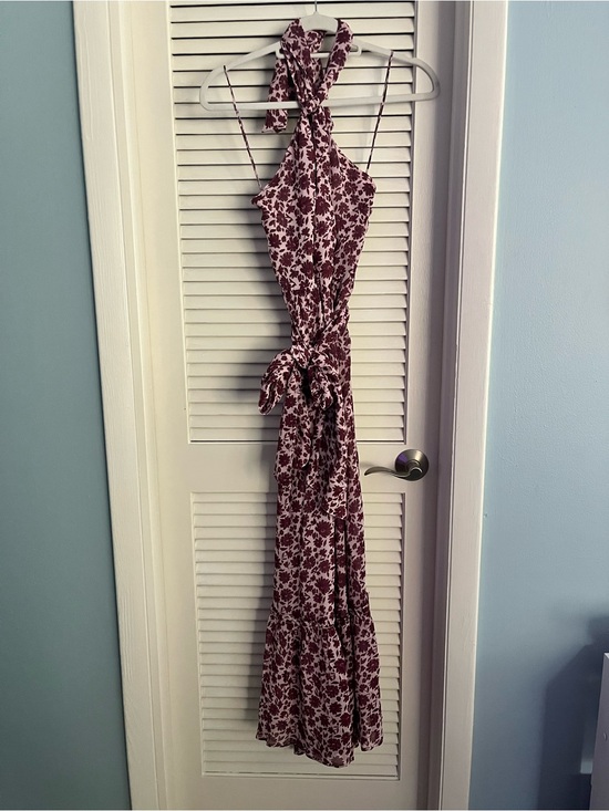 Vineyard Vines Dresses & Skirts - Vineyard Vines Burgundy Floral Tie-Neck/Halter Maxi Dress